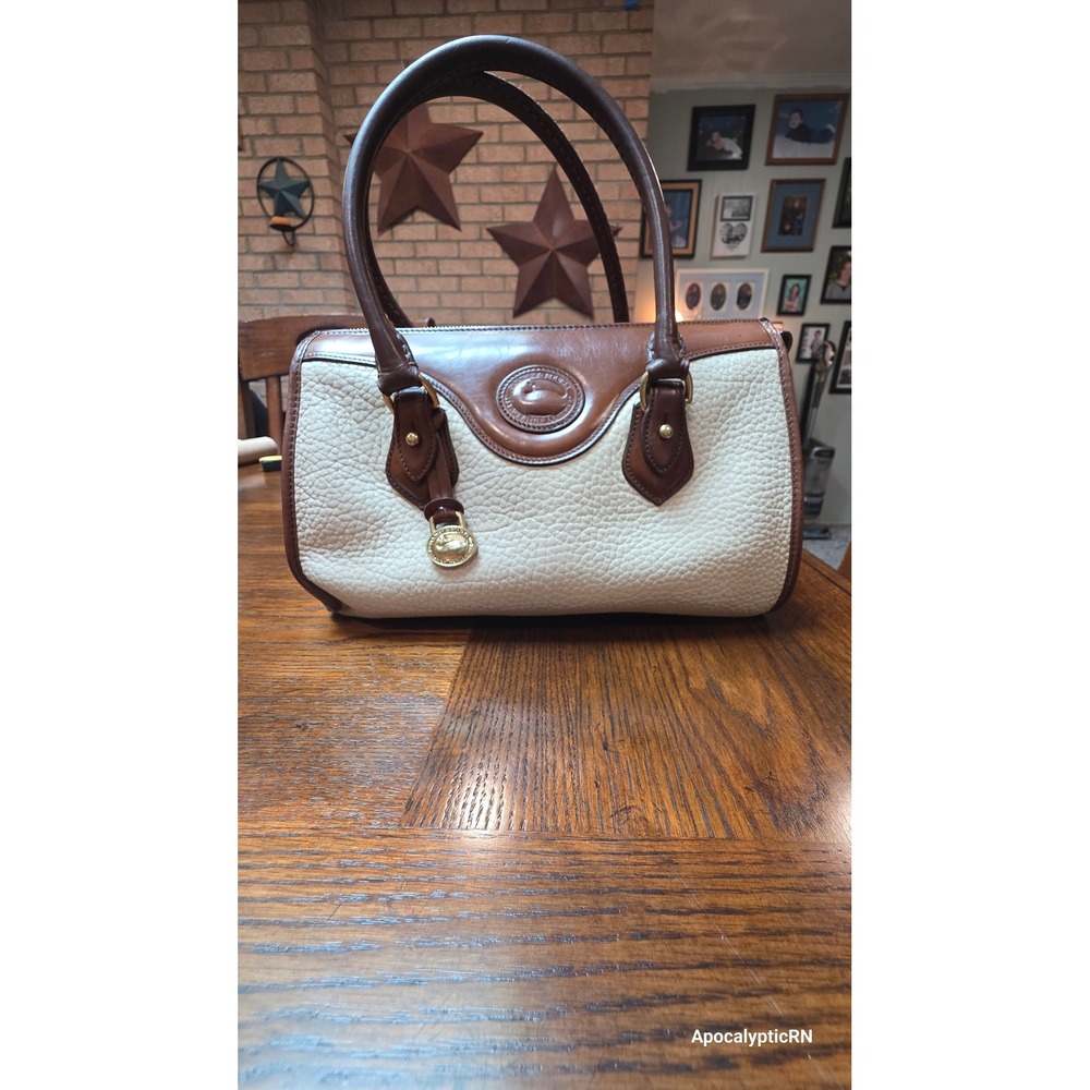 Vintage Dooney & Bourke AWL Zip Top Satchel Bone British Tan Doctor Bag USA